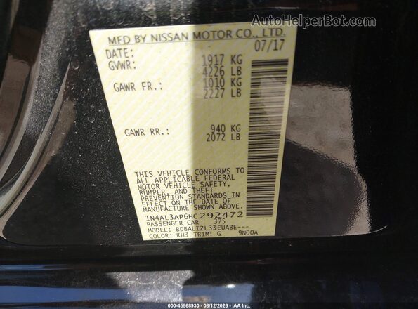 1N4AL3AP6HC292472 2017 NISSAN ALTIMA Черный Вид подкапотного пространства