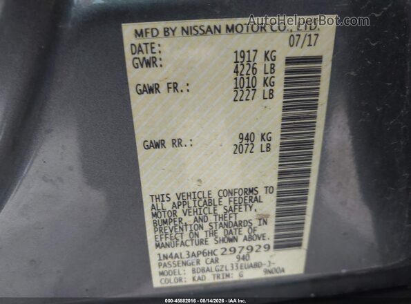 1N4AL3AP6HC297929 2017 NISSAN ALTIMA Gray Widok komory silnika