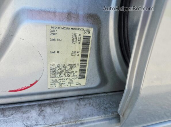 1N4AL3AP6JC241432 2018 NISSAN ALTIMA Серебряный Вид подкапотного пространства
