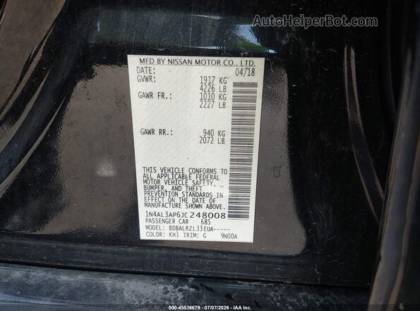 1N4AL3AP6JC248008 2018 NISSAN ALTIMA Black Engine compartment view