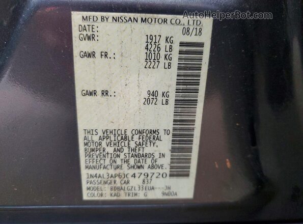 1N4AL3AP6JC479720 2018 NISSAN ALTIMA Gray Widok komory silnika