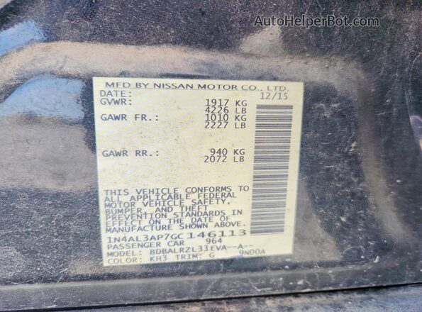 1N4AL3AP7GC146113 2016 NISSAN ALTIMA Black Vista del compartimento del motor