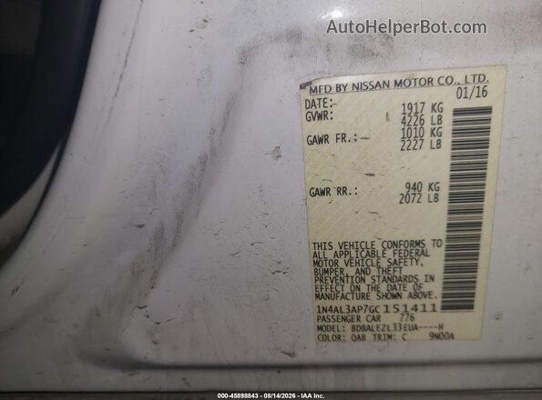 1N4AL3AP7GC151411 2016 NISSAN ALTIMA White ძრავის განყოფილების ხედი