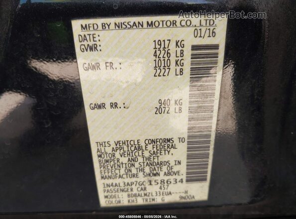 1N4AL3AP7GC158634 2016 NISSAN ALTIMA Black Engine compartment view