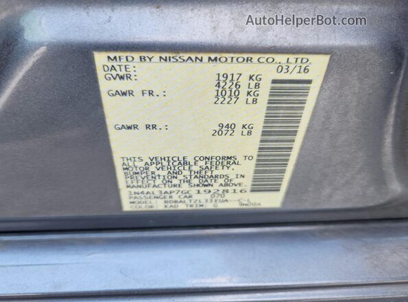 1N4AL3AP7GC192816 2016 NISSAN ALTIMA Gray 