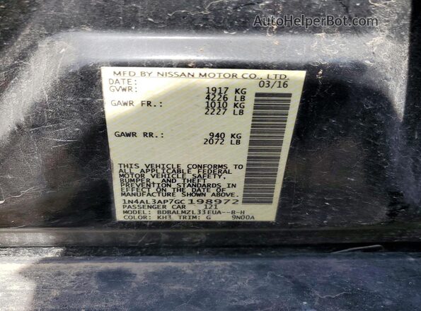 1N4AL3AP7GC198972 2016 NISSAN ALTIMA Black Vista del compartimento del motor