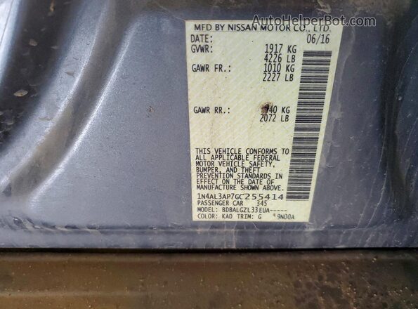 1N4AL3AP7GC255414 2016 NISSAN ALTIMA Gray Vista del compartimento del motor