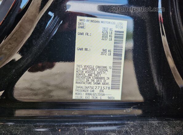 1N4AL3AP7GC271578 2016 NISSAN ALTIMA Black ძრავის განყოფილების ხედი