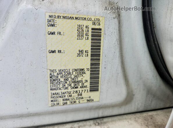 1N4AL3AP7GC281771 2016 NISSAN ALTIMA White Widok komory silnika