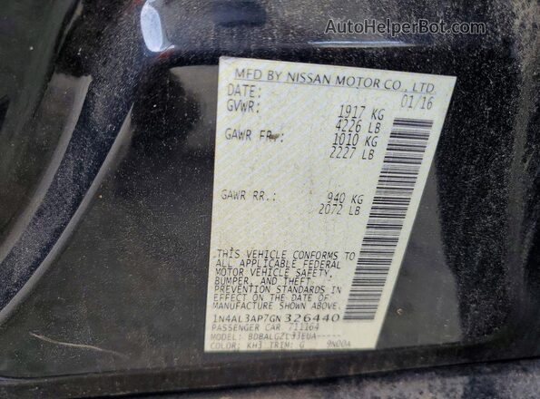 1N4AL3AP7GN326440 2016 NISSAN ALTIMA Black Vista del compartimento del motor