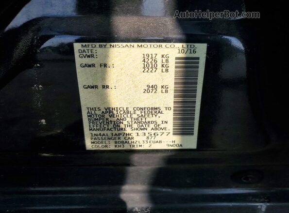 1N4AL3AP7HC135677 2017 NISSAN ALTIMA Черный Вид подкапотного пространства