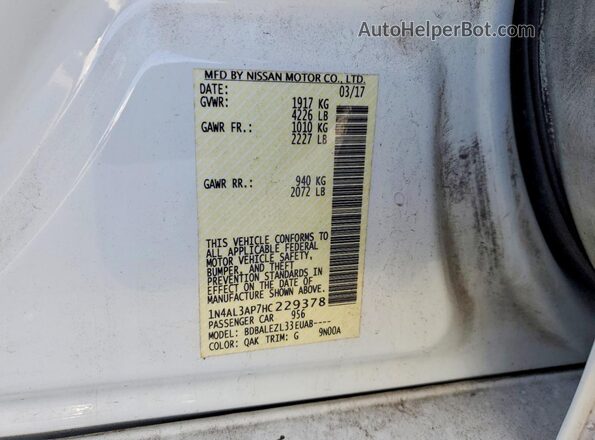 1N4AL3AP7HC229378 2017 NISSAN ALTIMA White ძრავის განყოფილების ხედი