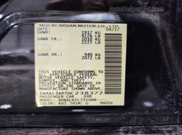 1N4AL3AP7HC238372 2017 NISSAN ALTIMA Black ძრავის განყოფილების ხედი