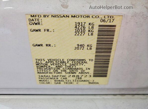 1N4AL3AP7HC288723 2017 NISSAN ALTIMA White Շարժիչի բաժամունքի տեսք