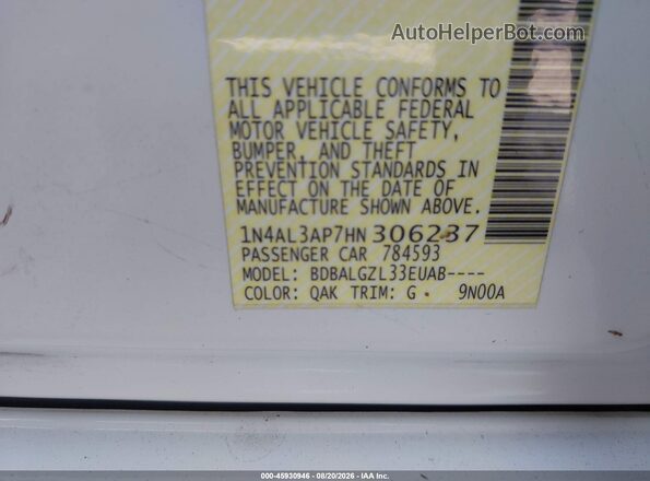1N4AL3AP7HN306237 2017 NISSAN ALTIMA White Շարժիչի բաժամունքի տեսք