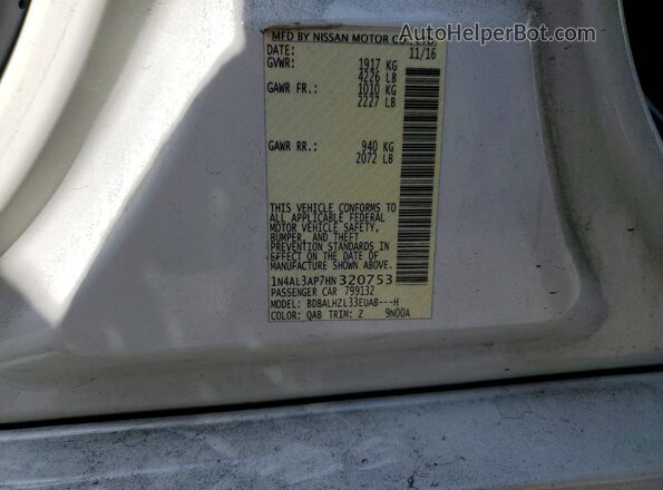 1N4AL3AP7HN320753 2017 NISSAN ALTIMA Белый Вид подкапотного пространства