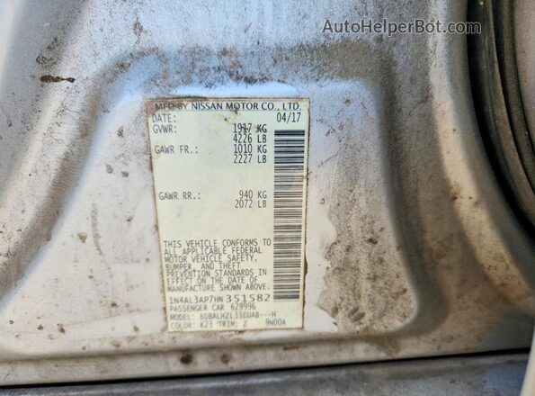 1N4AL3AP7HN351582 2017 NISSAN ALTIMA Silver Widok komory silnika