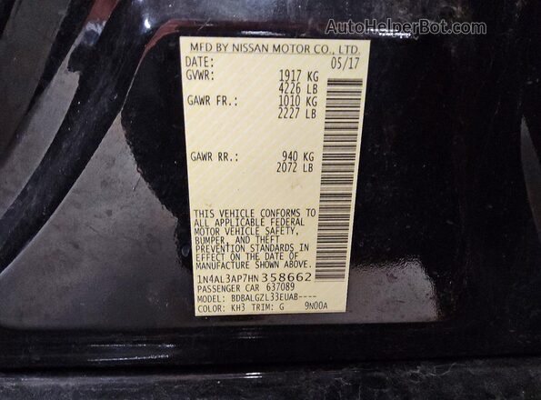 1N4AL3AP7HN358662 2017 NISSAN ALTIMA Black Engine compartment view