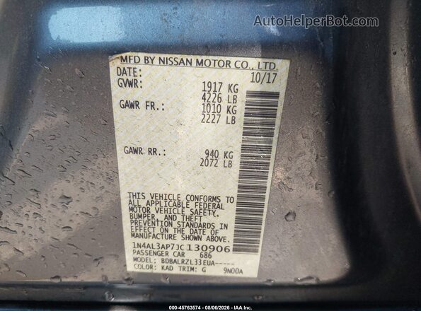 1N4AL3AP7JC130906 2018 NISSAN ALTIMA Серый Вид подкапотного пространства