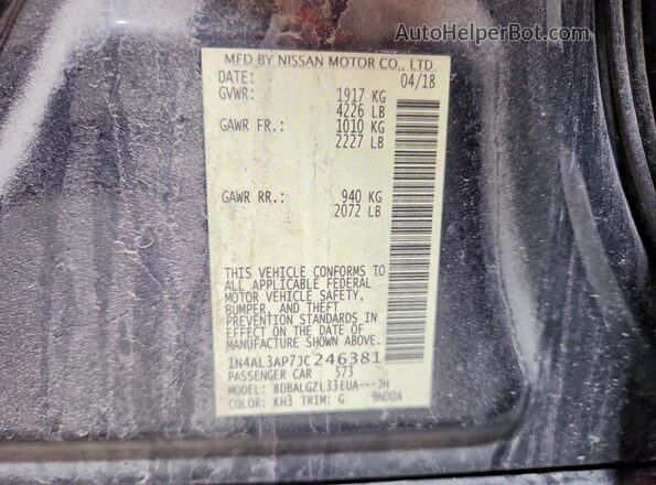 1N4AL3AP7JC246381 2018 NISSAN ALTIMA Black Вид підкапотного простору