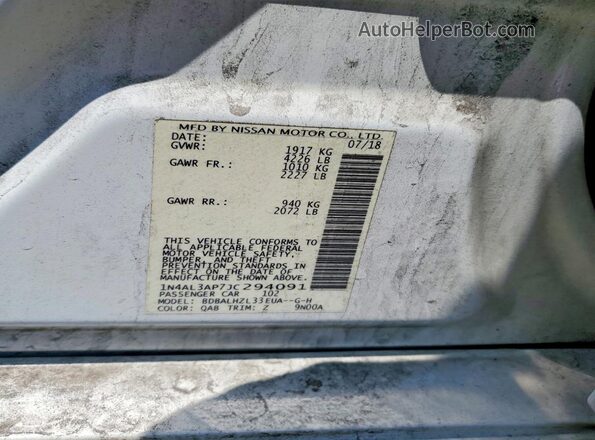 1N4AL3AP7JC294091 2018 NISSAN ALTIMA White Engine compartment view
