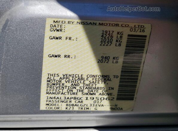 1N4AL3AP8GC195062 2016 NISSAN ALTIMA Silver 