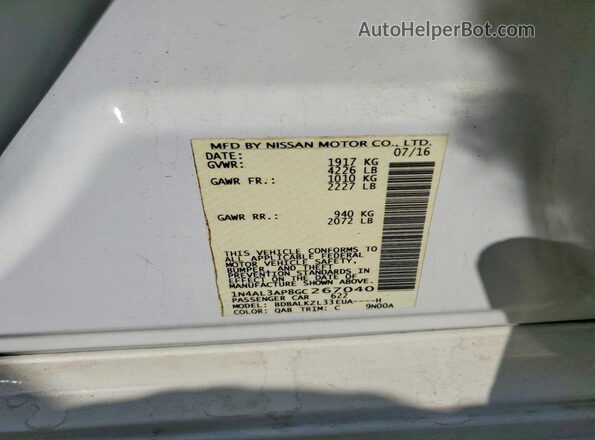 1N4AL3AP8GC267040 2016 NISSAN ALTIMA Белый Вид подкапотного пространства