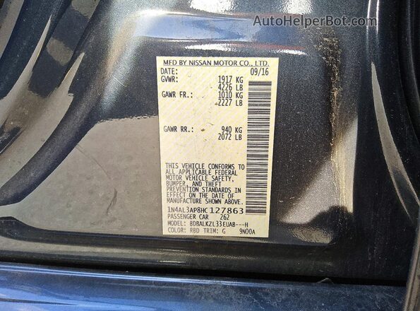 1N4AL3AP8HC127863 2017 NISSAN ALTIMA Угольный Вид наклейки с VIN-кодом