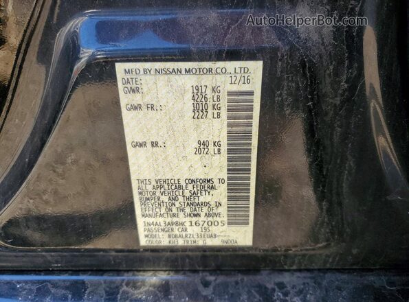 1N4AL3AP8HC167005 2017 NISSAN ALTIMA Black Вид наклейки з VIN-кодом