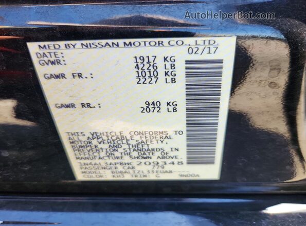 1N4AL3AP8HC209348 2017 NISSAN ALTIMA Black ძრავის განყოფილების ხედი
