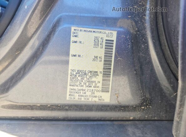 1N4AL3AP8HC218700 2017 NISSAN ALTIMA Charcoal VIN կոդի պիտակի տեսք