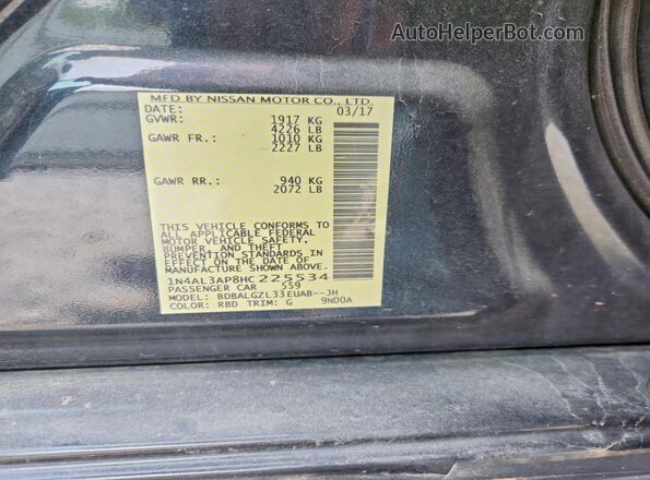 1N4AL3AP8HC225534 2017 NISSAN ALTIMA Black Вид підкапотного простору