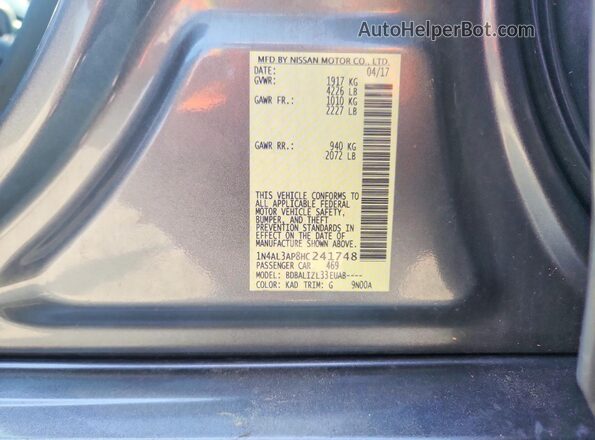1N4AL3AP8HC241748 2017 NISSAN ALTIMA Gray Engine compartment view