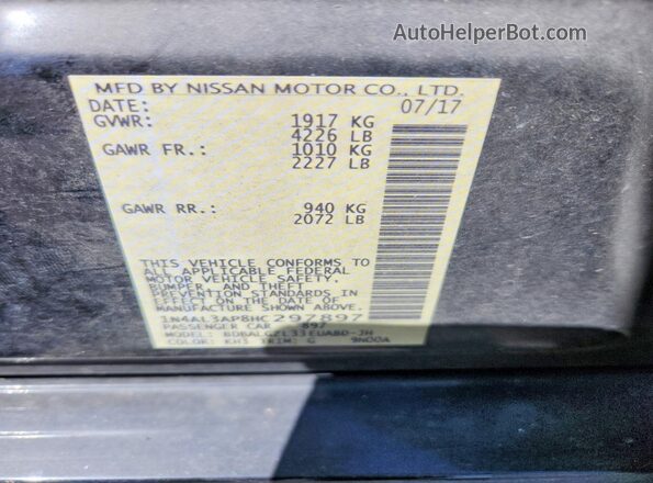 1N4AL3AP8HC297897 2017 NISSAN ALTIMA Black Widok naklejki z numerem VIN