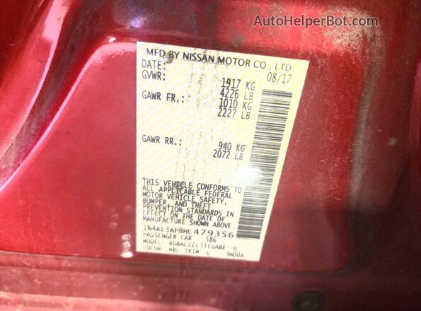 1N4AL3AP8HC479356 2017 NISSAN ALTIMA Red Engine compartment view
