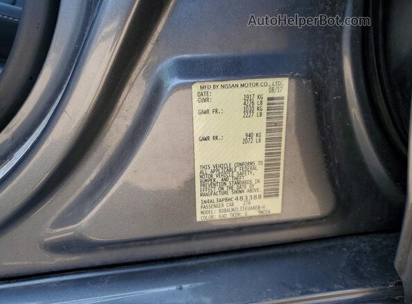 1N4AL3AP8HC483388 2017 NISSAN ALTIMA Silver Вид наклейки з VIN-кодом