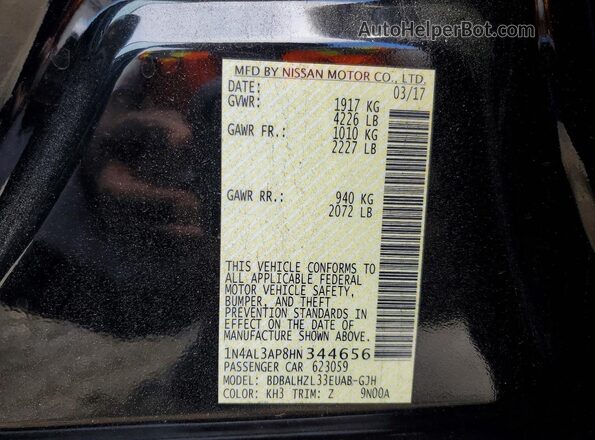 1N4AL3AP8HN344656 2017 NISSAN ALTIMA Black VIN կոդի պիտակի տեսք