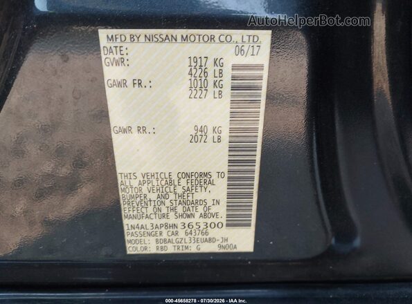 1N4AL3AP8HN365300 2017 NISSAN ALTIMA Black Engine compartment view