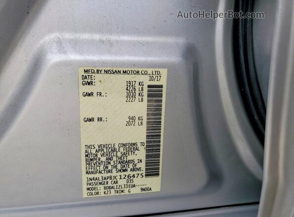 1N4AL3AP8JC126475 2018 NISSAN ALTIMA Gray Widok komory silnika