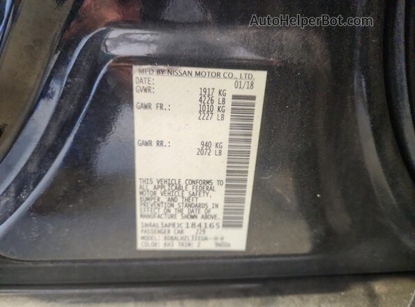 1N4AL3AP8JC184165 2018 NISSAN ALTIMA Черный Вид наклейки с VIN-кодом