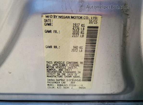 1N4AL3AP9GC109466 2016 NISSAN ALTIMA Silver 