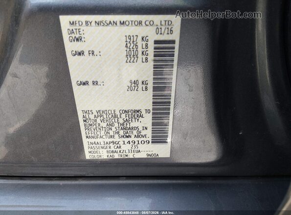 1N4AL3AP9GC149109 2016 NISSAN ALTIMA Gray Engine compartment view
