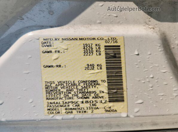 1N4AL3AP9GC180537 2016 NISSAN ALTIMA White Widok komory silnika