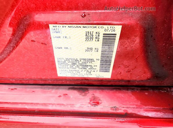 1N4AL3AP9GC276247 2016 NISSAN ALTIMA Red Engine compartment view
