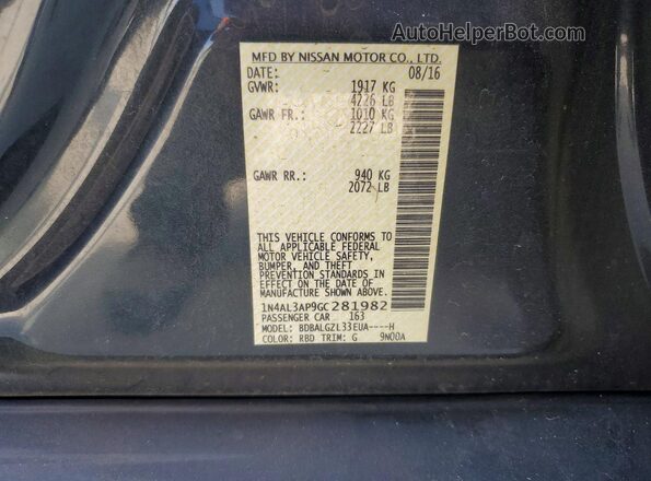 1N4AL3AP9GC281982 2016 NISSAN ALTIMA Черный Вид подкапотного пространства
