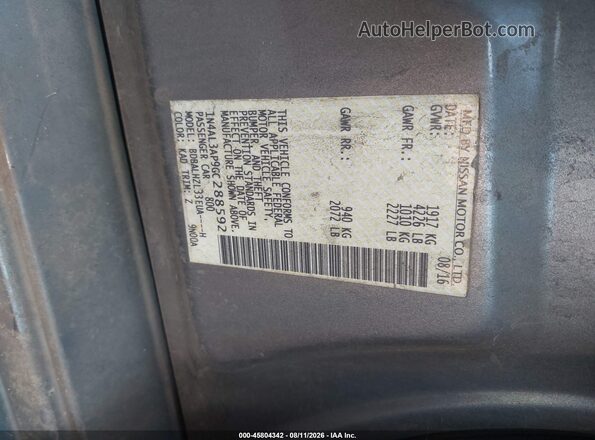 1N4AL3AP9GC288592 2016 NISSAN ALTIMA Gray Widok komory silnika