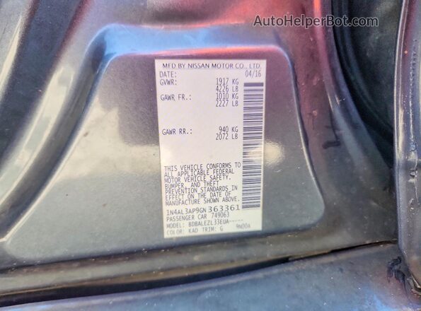 1N4AL3AP9GN363361 2016 NISSAN ALTIMA Серый Вид подкапотного пространства