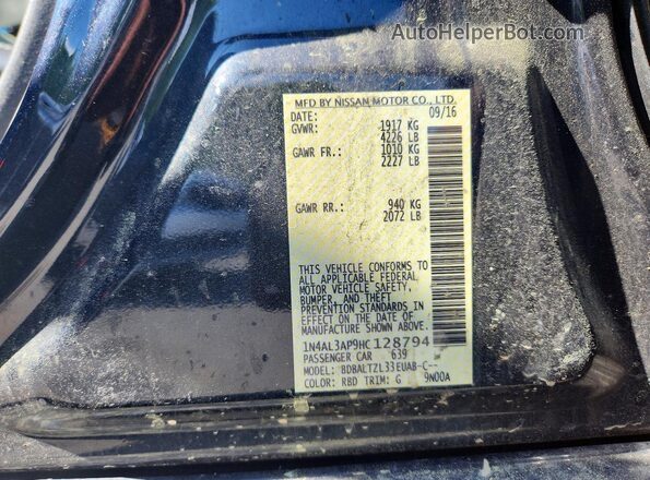 1N4AL3AP9HC128794 2017 NISSAN ALTIMA Черный Вид подкапотного пространства