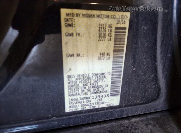 1N4AL3AP9HC139438 2017 NISSAN ALTIMA Black ძრავის განყოფილების ხედი