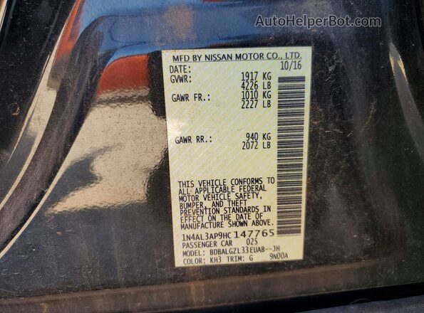 1N4AL3AP9HC147765 2017 NISSAN ALTIMA Black Vista del compartimento del motor